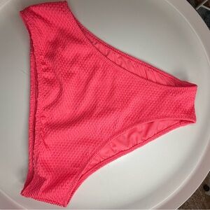 Aerie Pink High-Leg Bikini with Textured Fabric